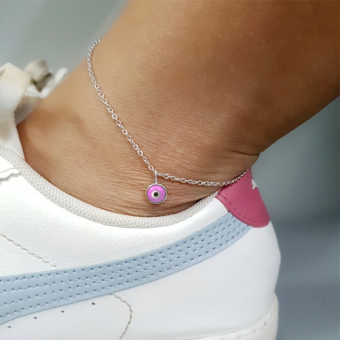 Pink Sunset Evil Eye Anklet