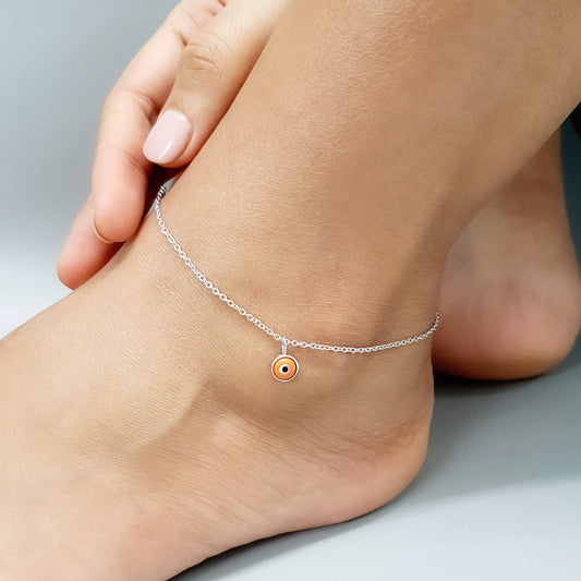 Orange Candy Evil Eye Anklet