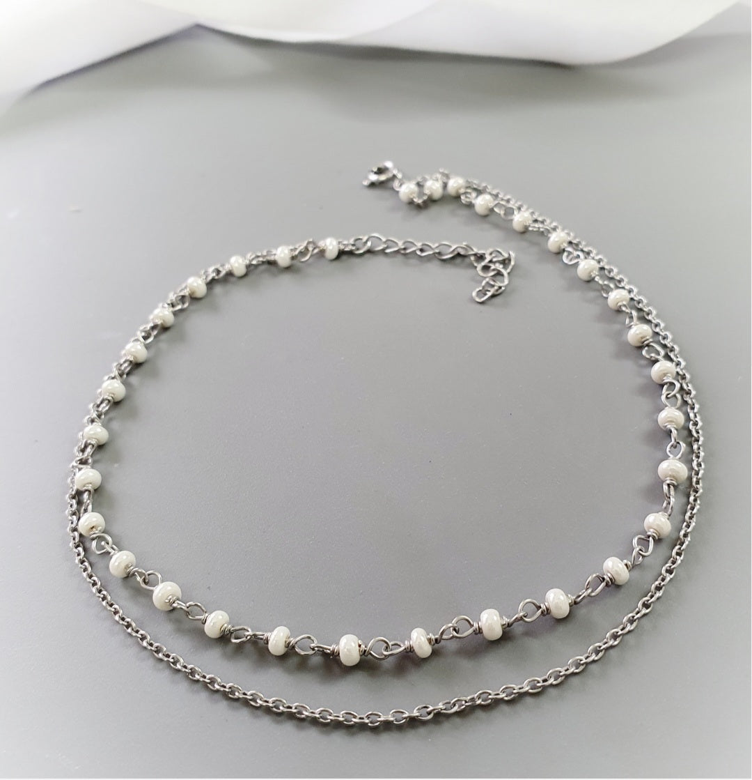 Pearl Two Row Anklet