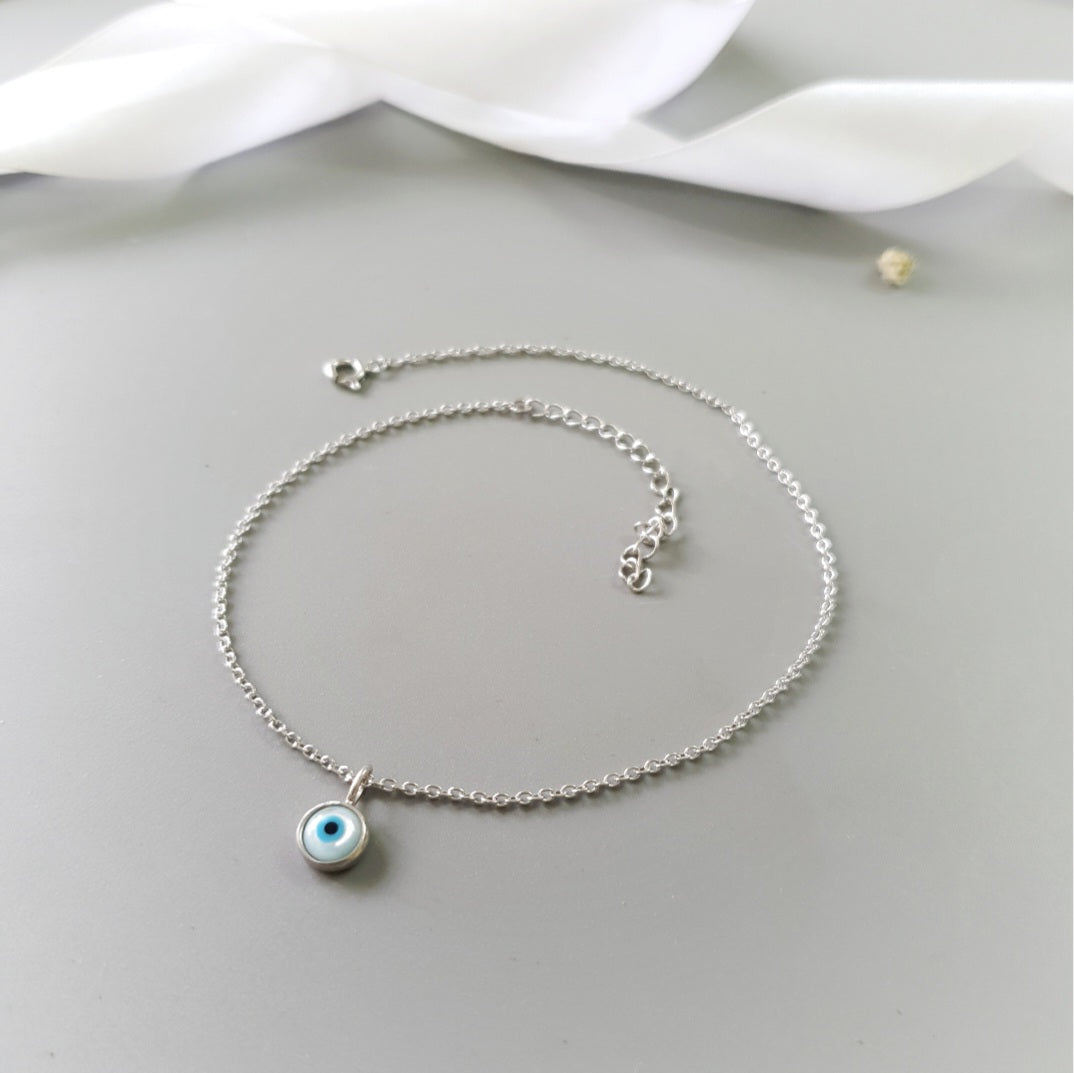 White Blossom Evil Eye Anklet