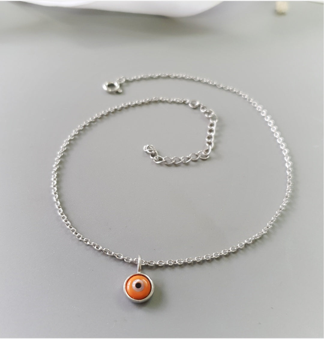 Orange Candy Evil Eye Anklet