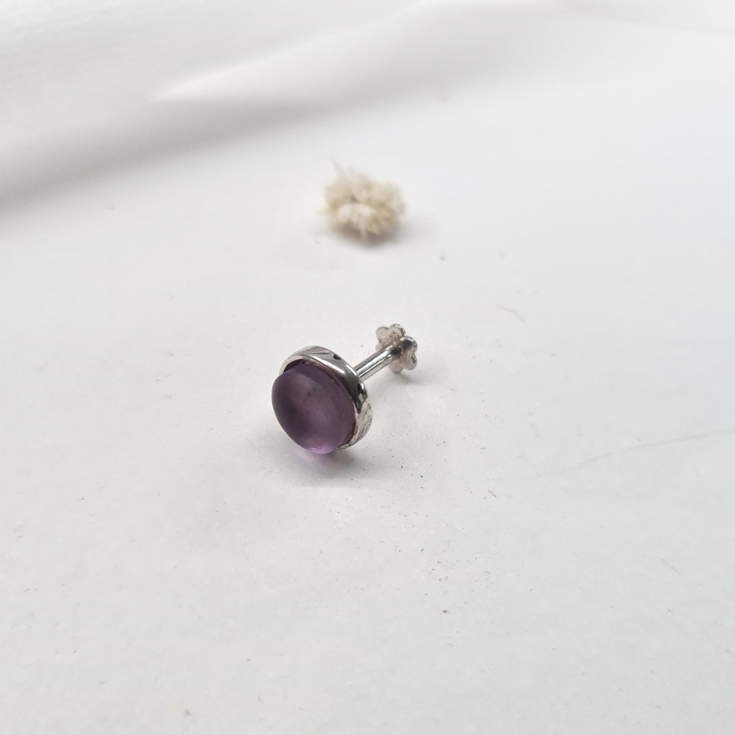 Pretty Purple Textured Transparency Nose Pin