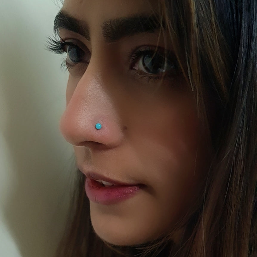 The Teeny Turquoise Nose pin